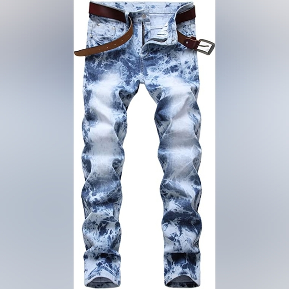 New Mens Painted Designer Slim Fit Jeans Multiple Sizes - Picture 1 of 4
